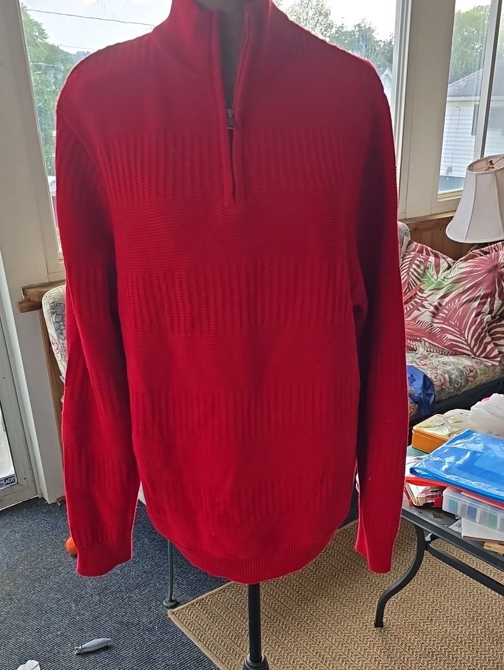 Chaps Men's Bright Red Half-Zip Sweater
